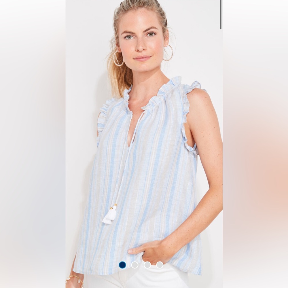 Like New Vineyard Vines Shine Stripe Ruffle Popover